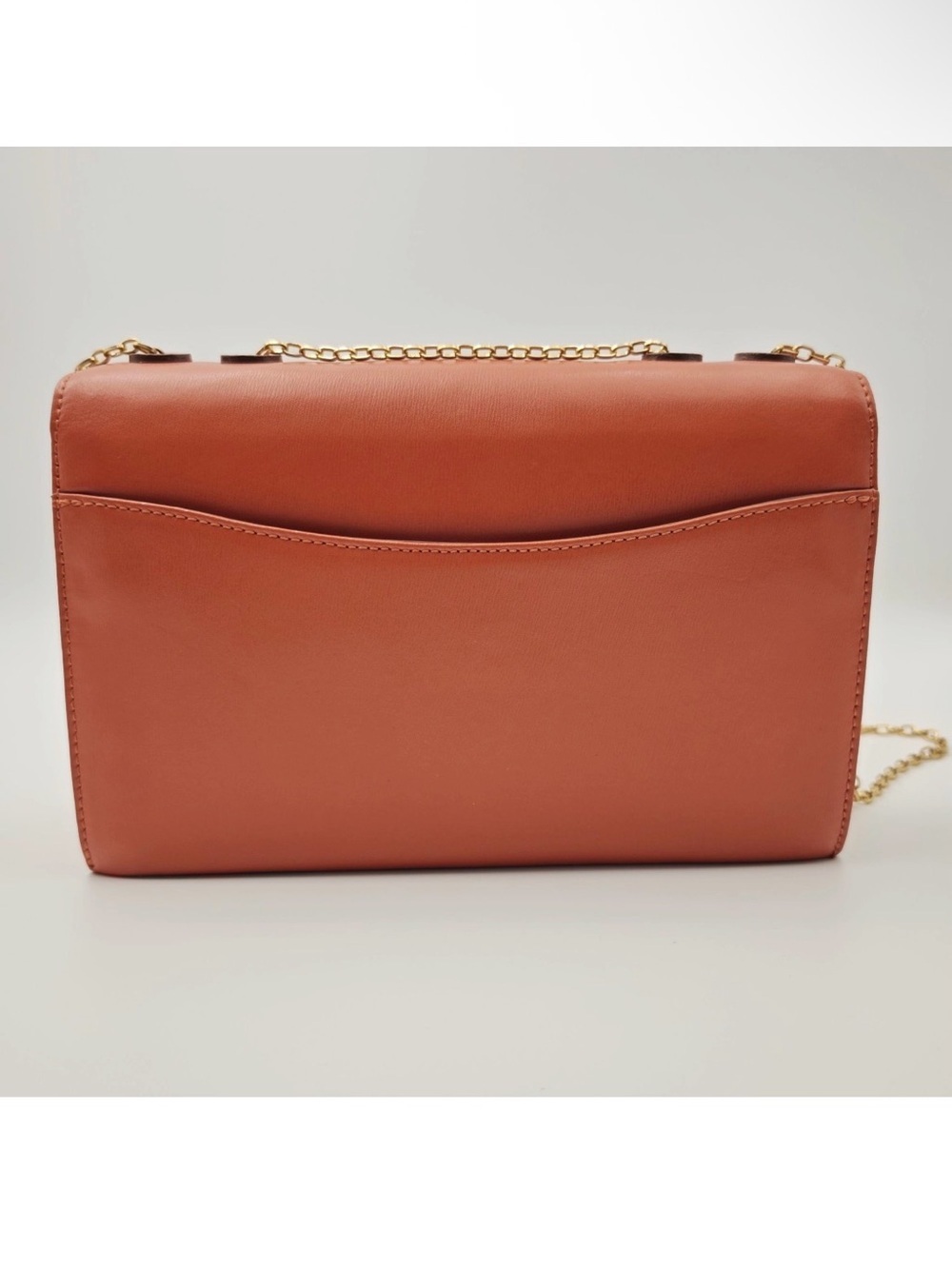 Emporio Armani Orange Leather Clutch Chain Bag Top Handle Gold Hardware - Picture 4 of 12